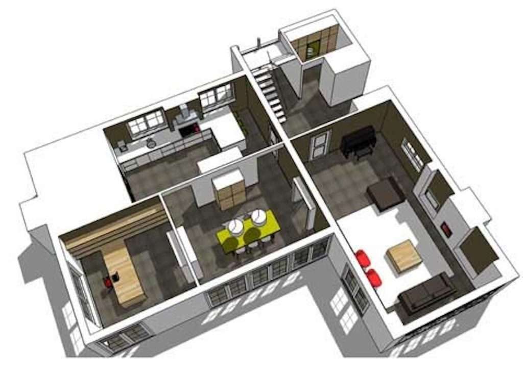 3d Plattegronden Studio 3D Visualisatie Indeling Tussenwoning Door